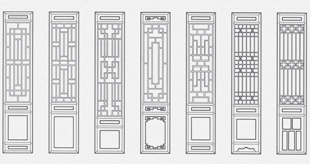 临武常用中式仿古花窗图案隔断设计图